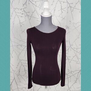 Babaton Dark Burgundy Stretch Long Sleeve Tee